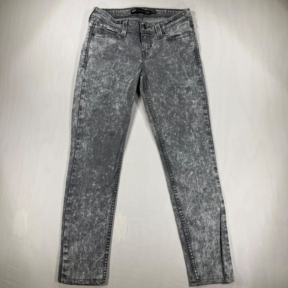 Levis Demi Curve Low Rise Skinny Jeans Womens 3/26 Grey Acid Wash Denim Pants